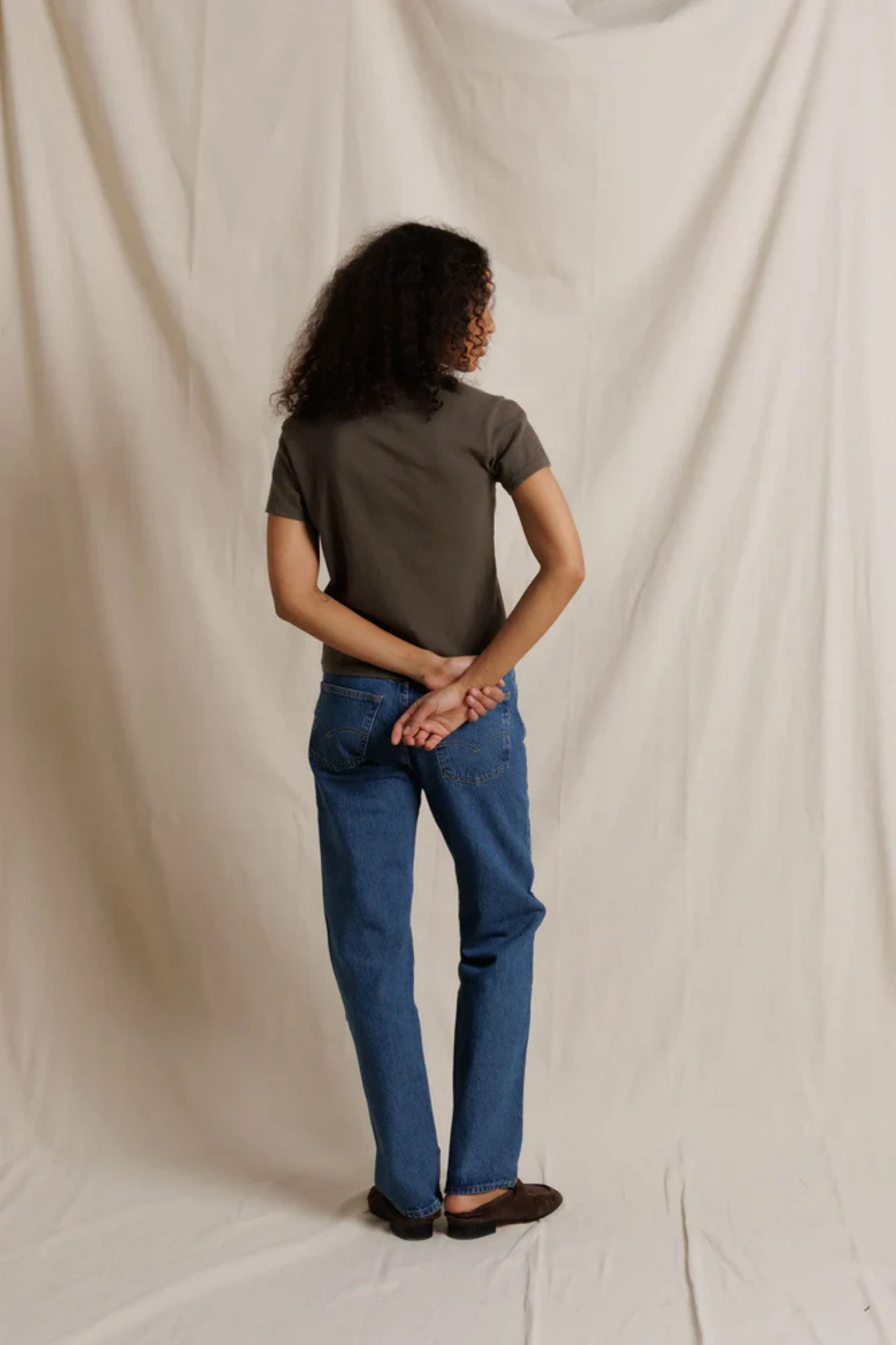 Lisa Dark Olive Slim Crew Tee