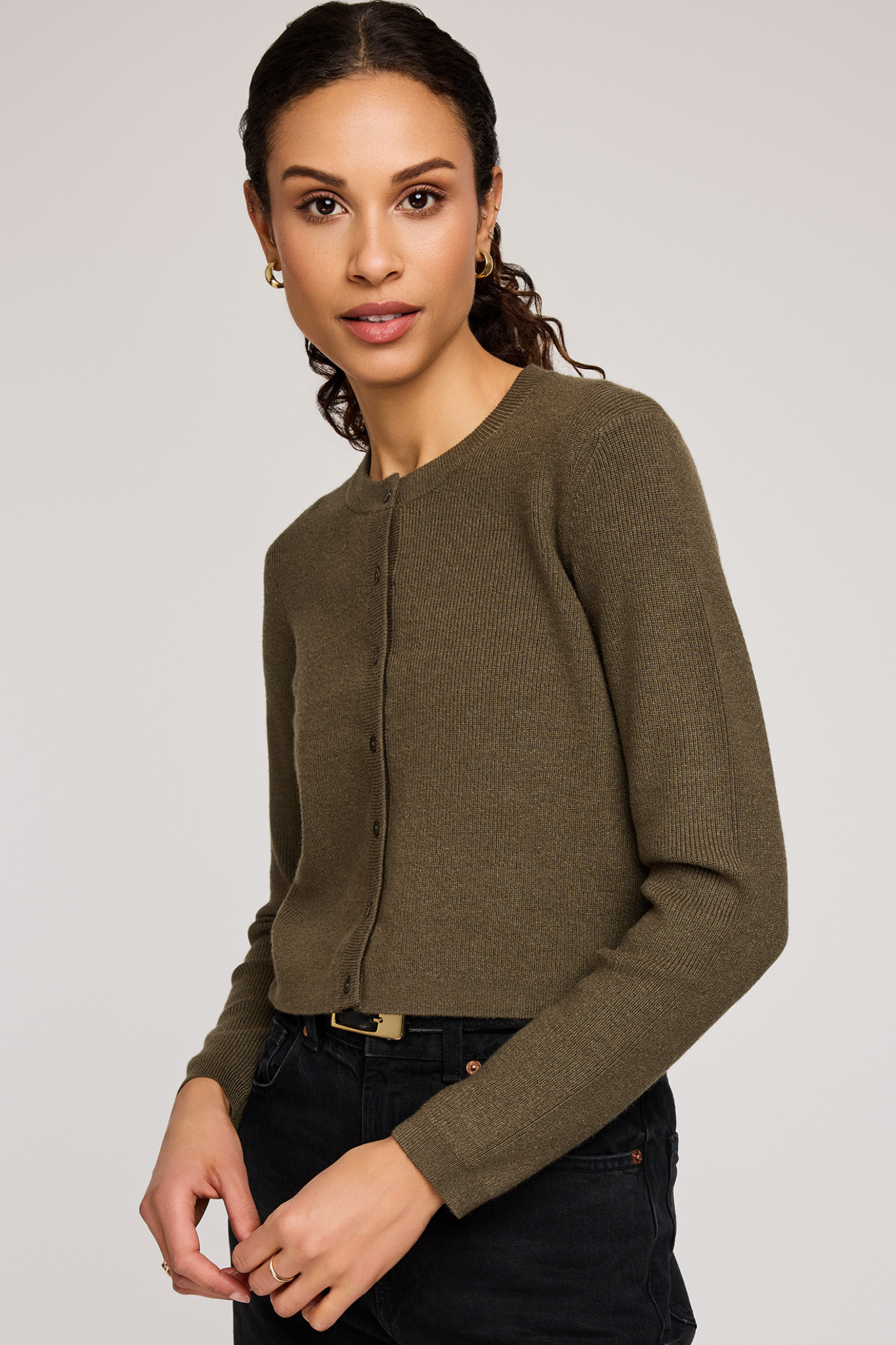 Mirabelle Heather Olive Cardigan