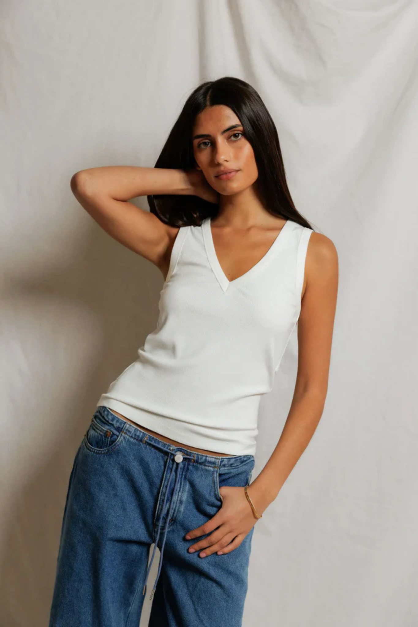 Mallory White Luxe Rib Tank