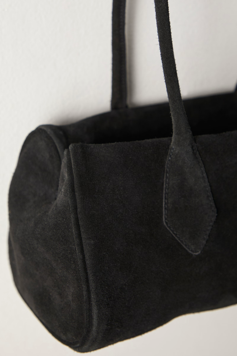 Sierra Black Suede Shoulder Bag
