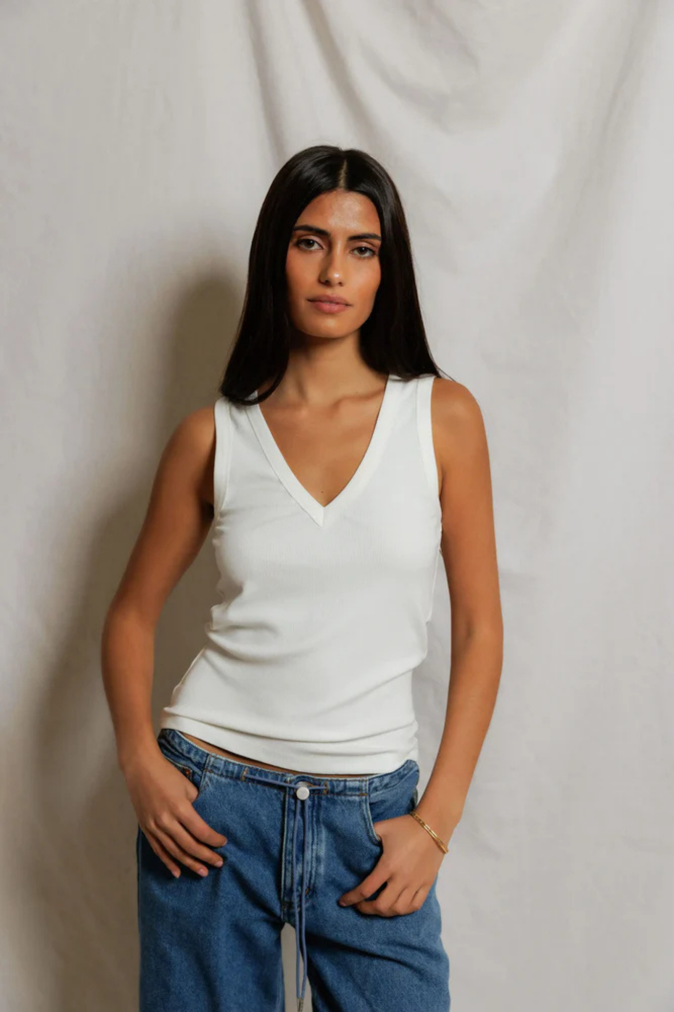 Mallory White Luxe Rib Tank