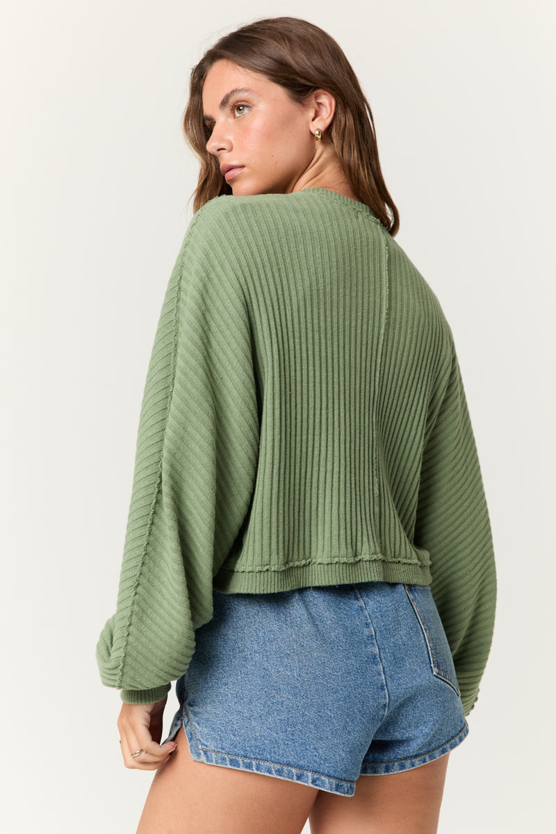 Davina Sage Rib Cardi