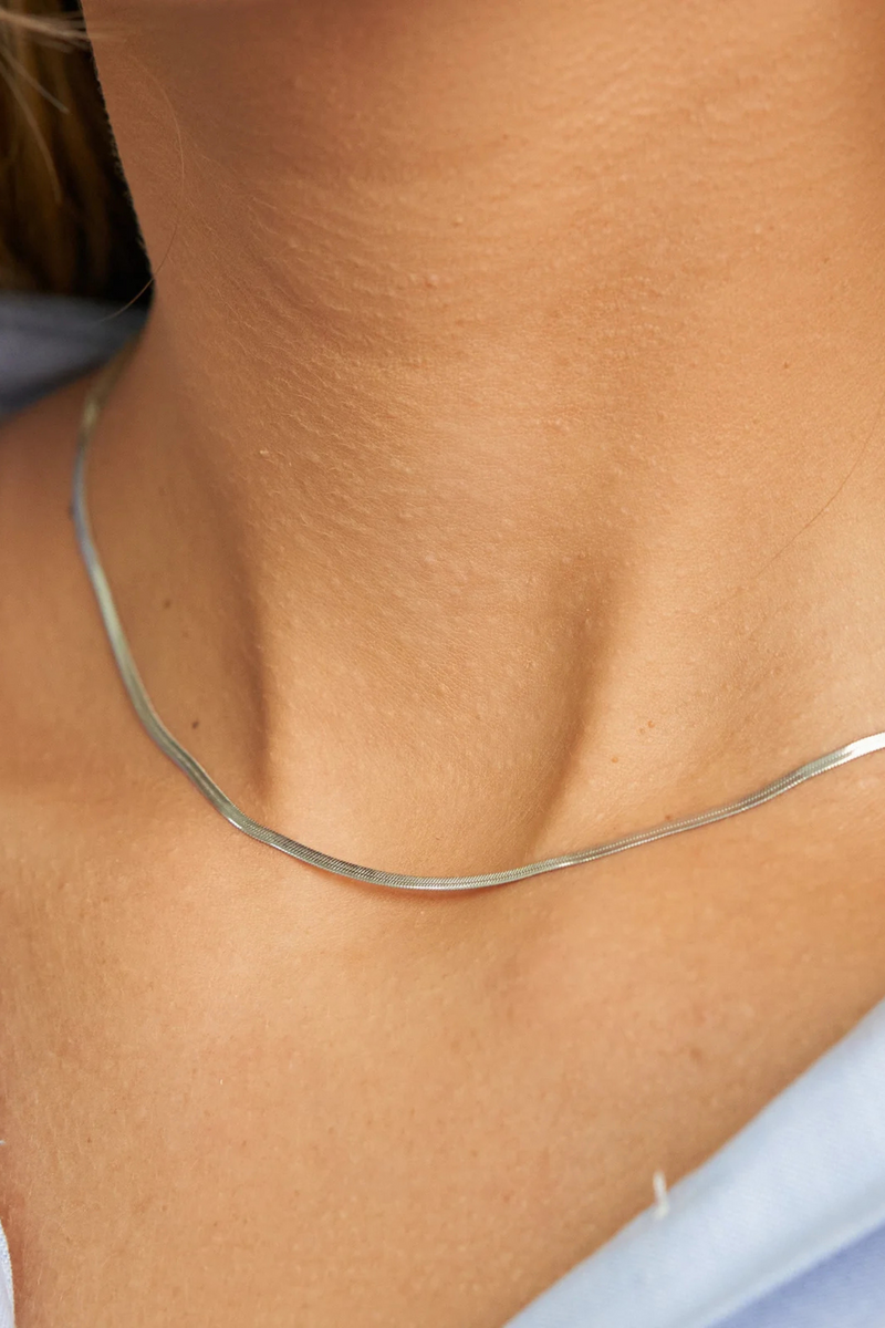 Silver Micro Herringbone Necklace