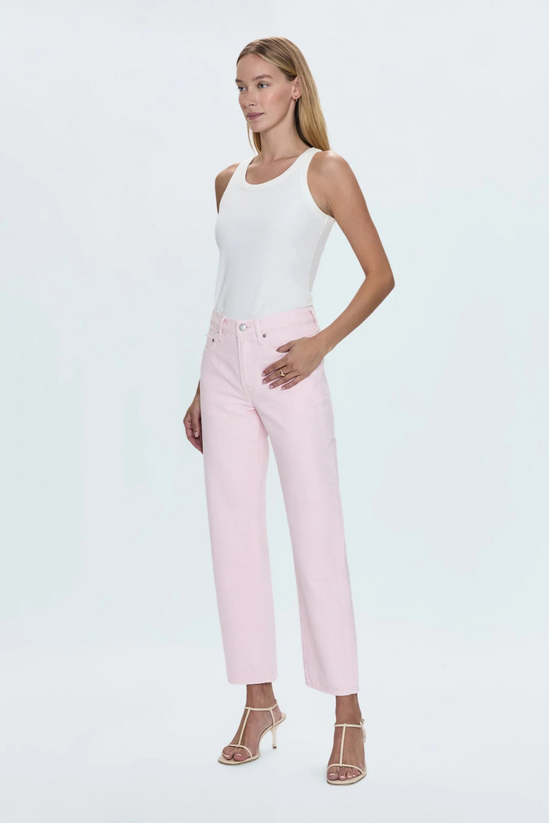 Lexi Blush Mid Rise Bowed Straight