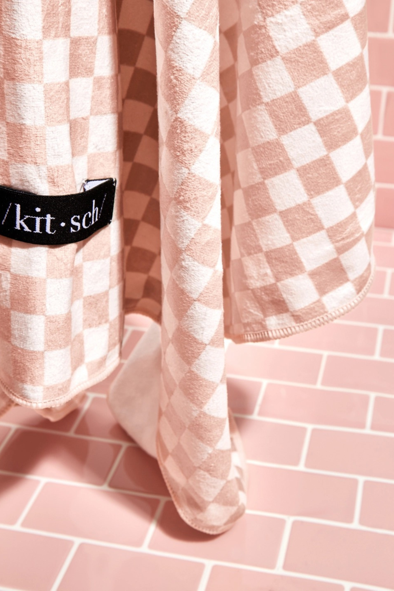 Terracotta Checker Hair Towel Wrap
