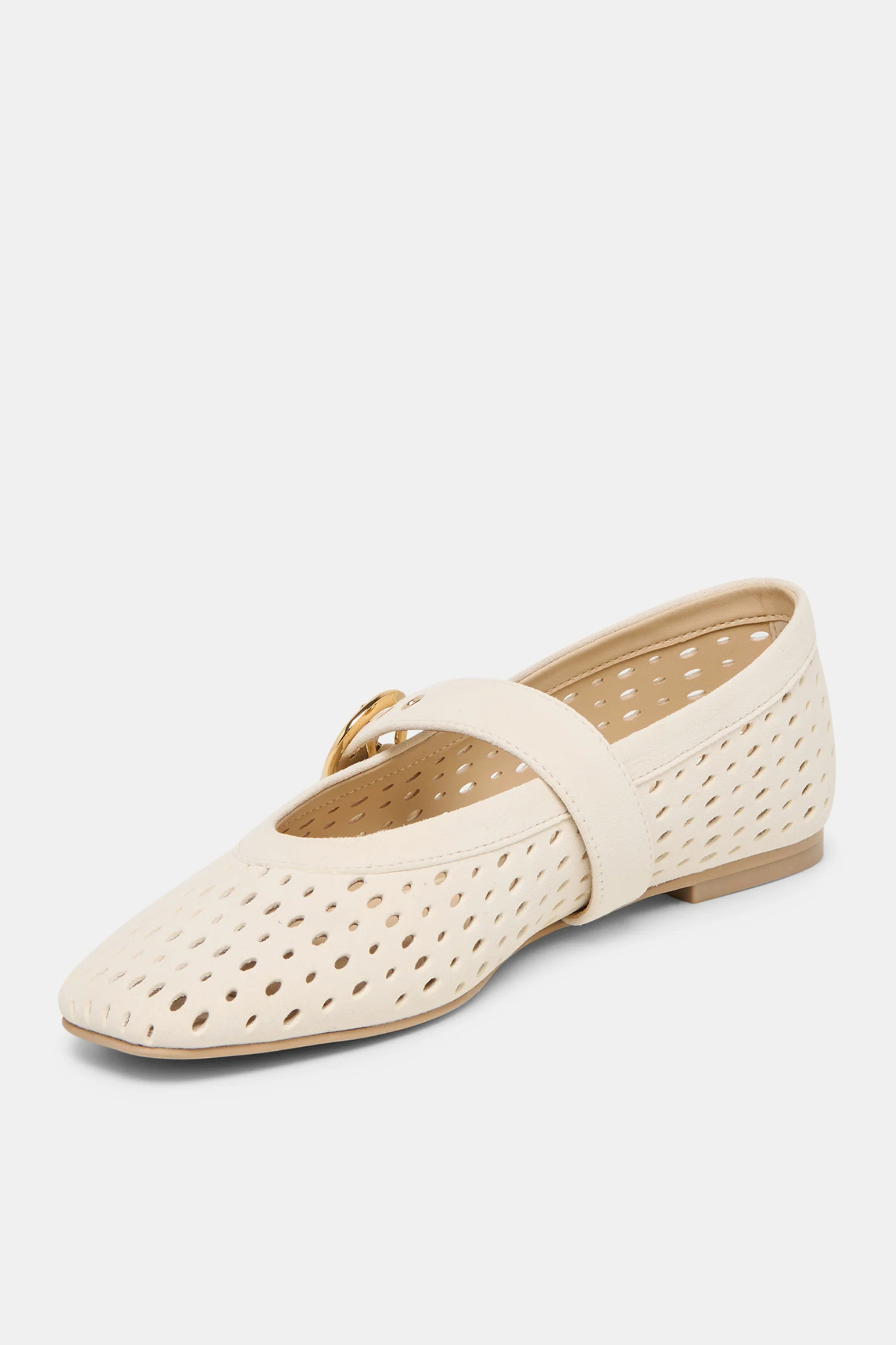 Mikel Creme Perforated Suede Ballet Flat