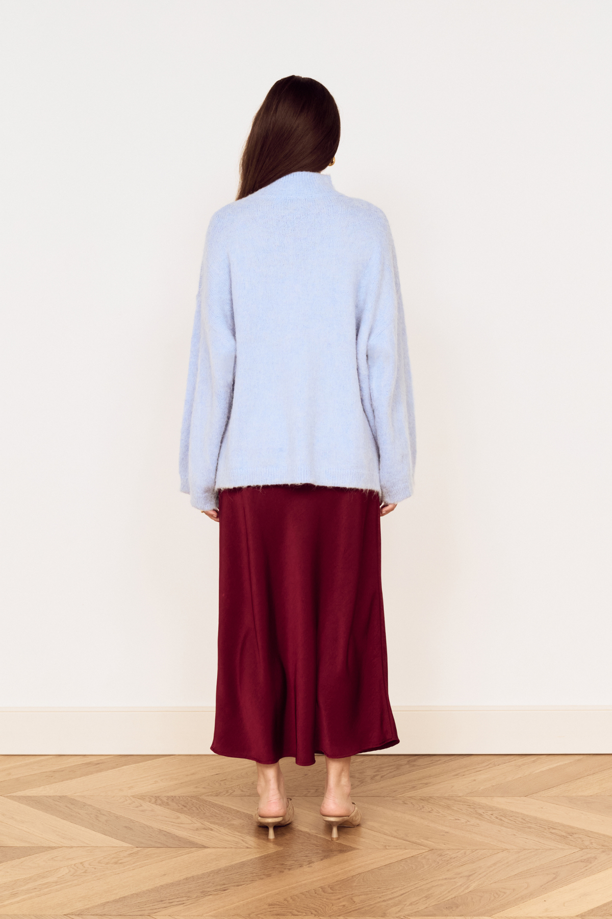 Lumiere Wine Bias Midi Skirt