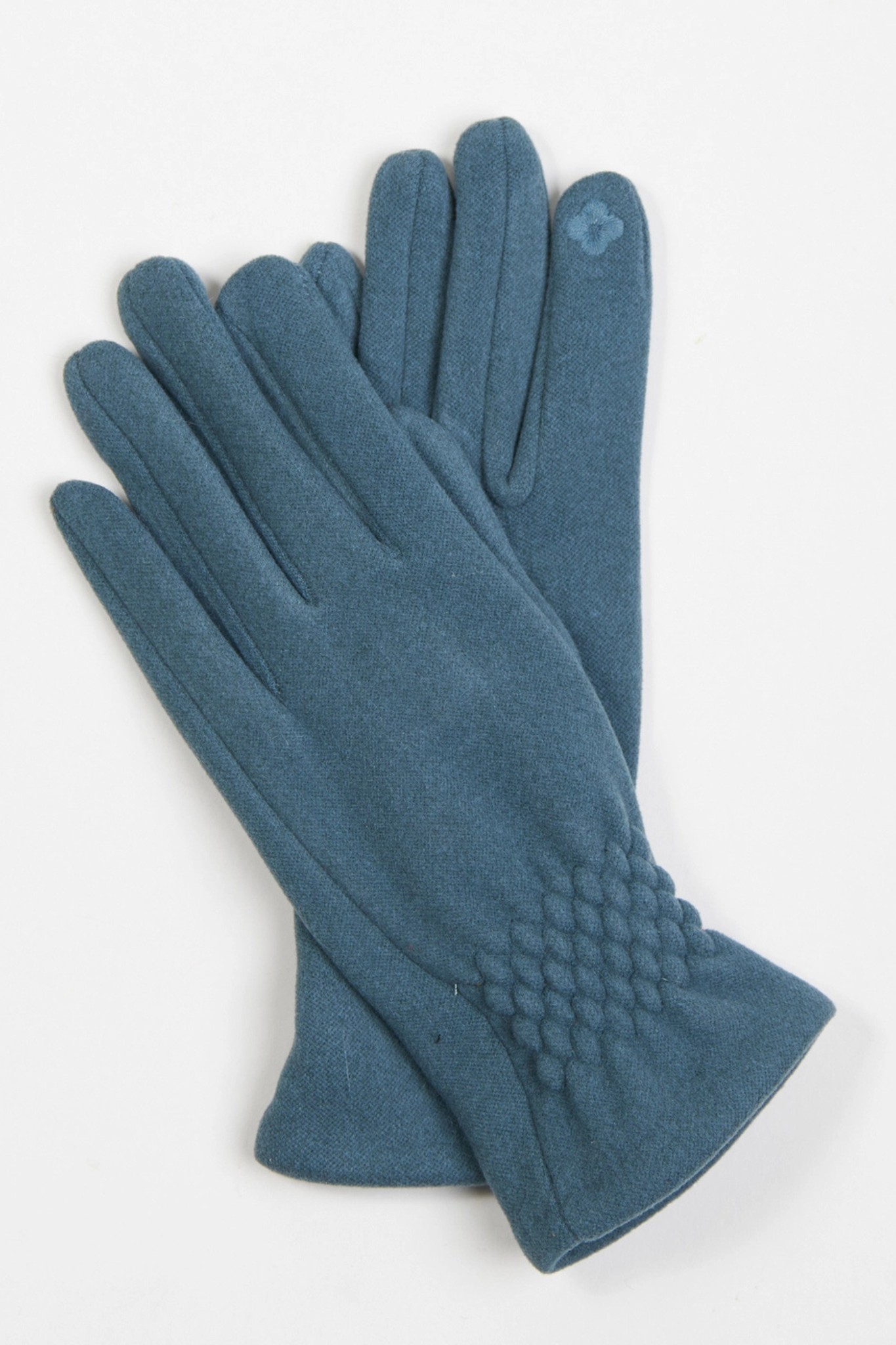 Blue Fishtail Faux Suede Gloves