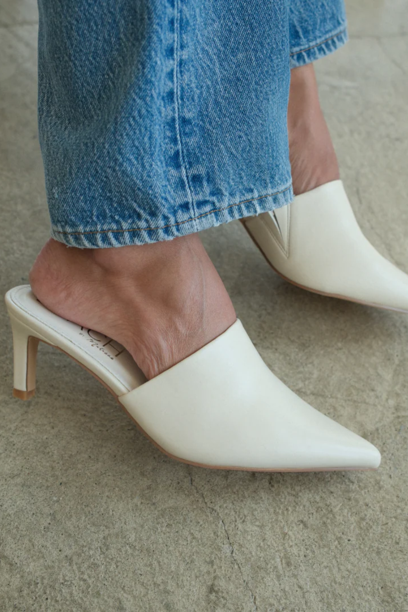 Garret Ivory Heeled Mule