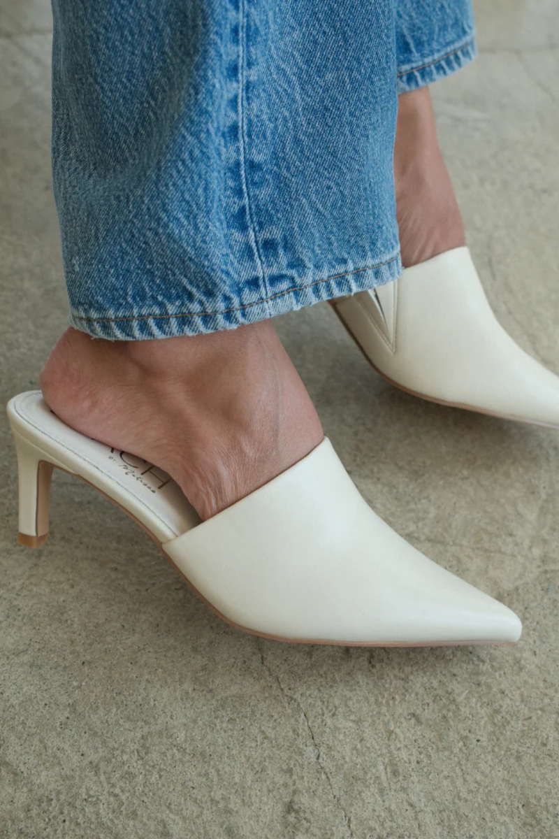 Garret Ivory Heeled Mule