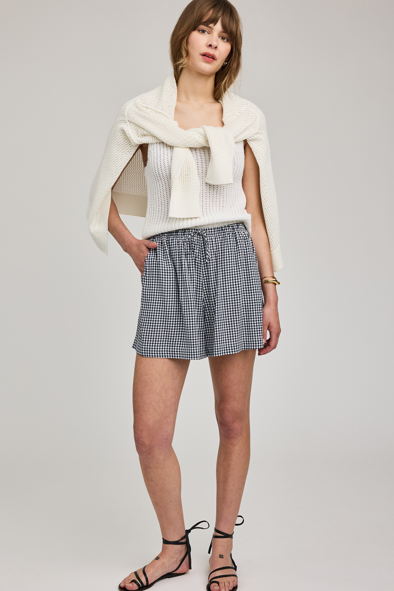 Quinn Navy Gingham Short