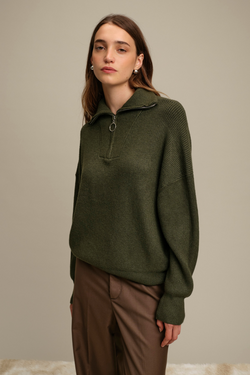 Spencer Army Half Zip Sweater
