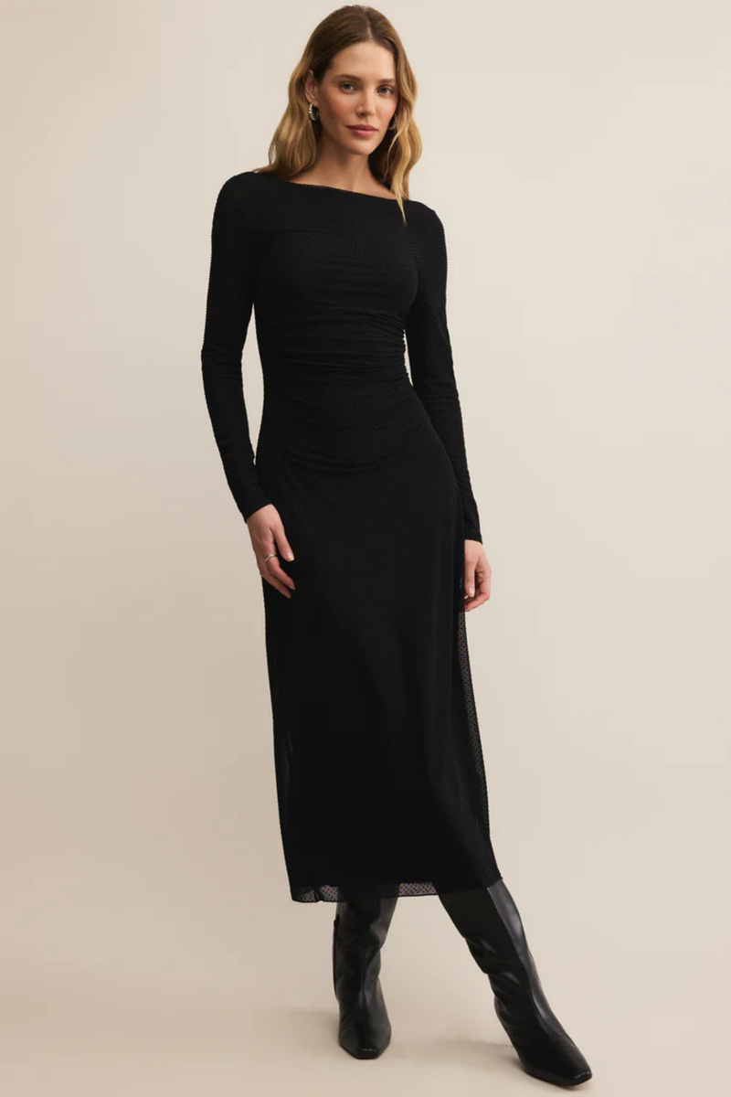 Spellbound Black Mesh Midi Dress