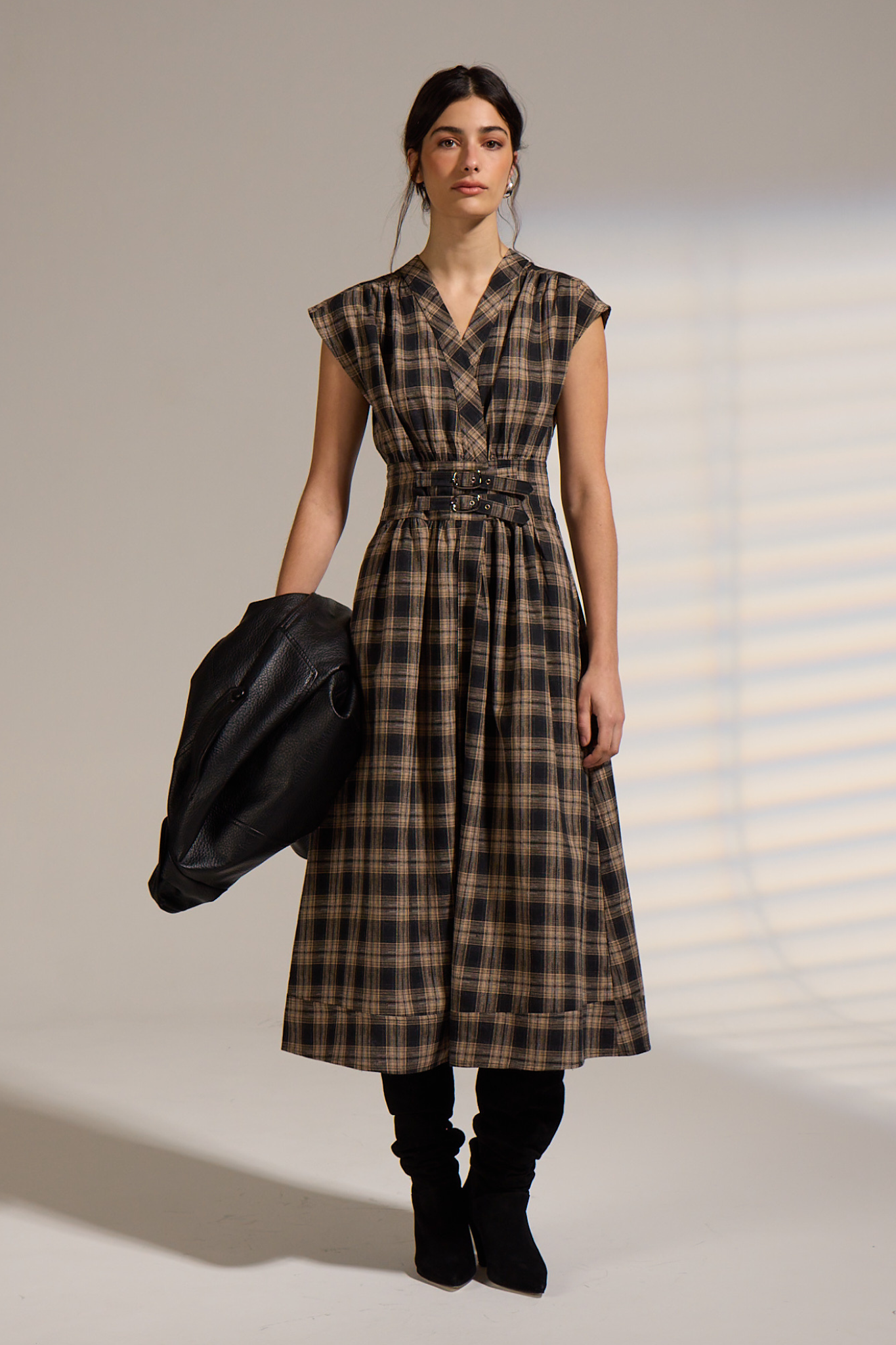 Elton Checked Midi Dress