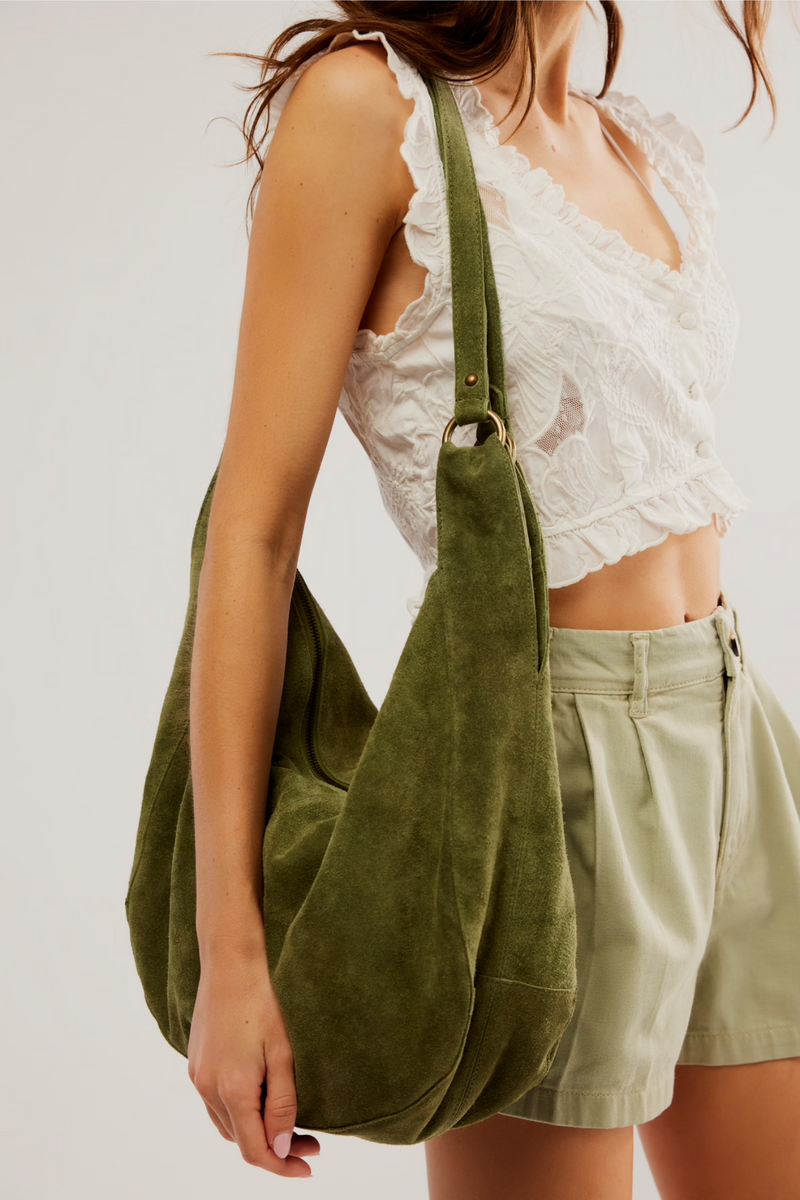Roma Olive Moss Suede Tote Bag