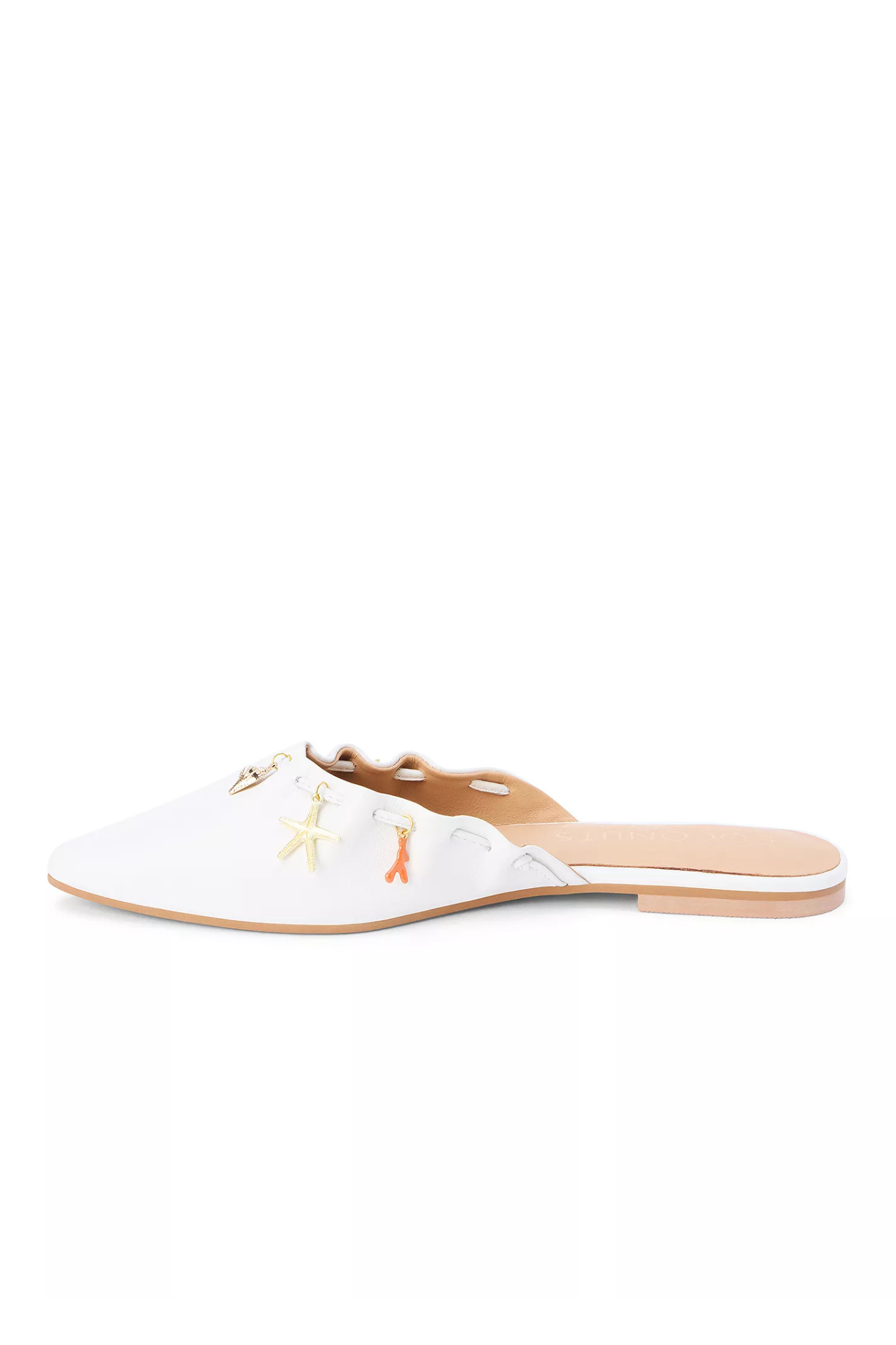 Monette White Leather Mule