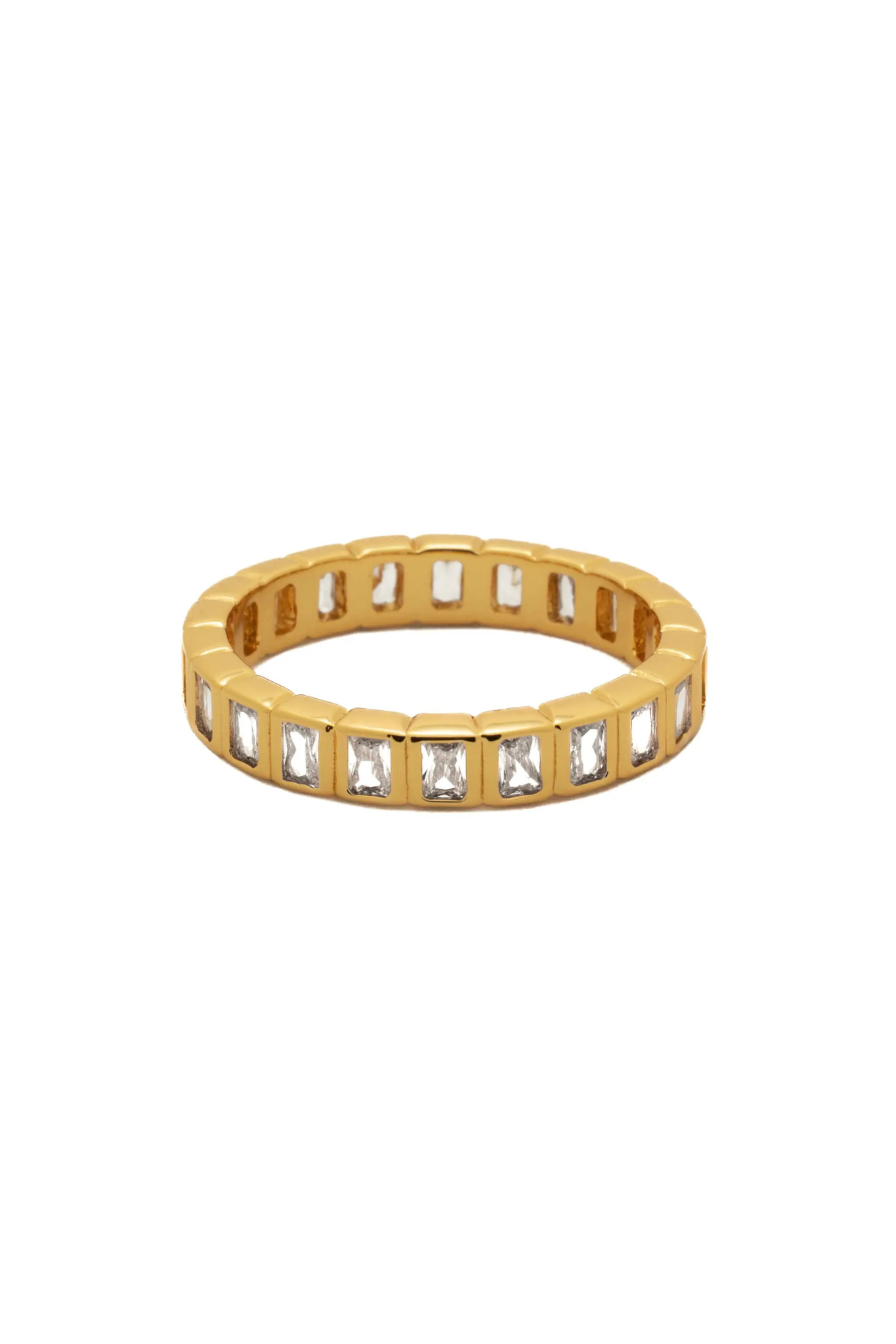 18K Gold Tennis Emerald Cut Ring