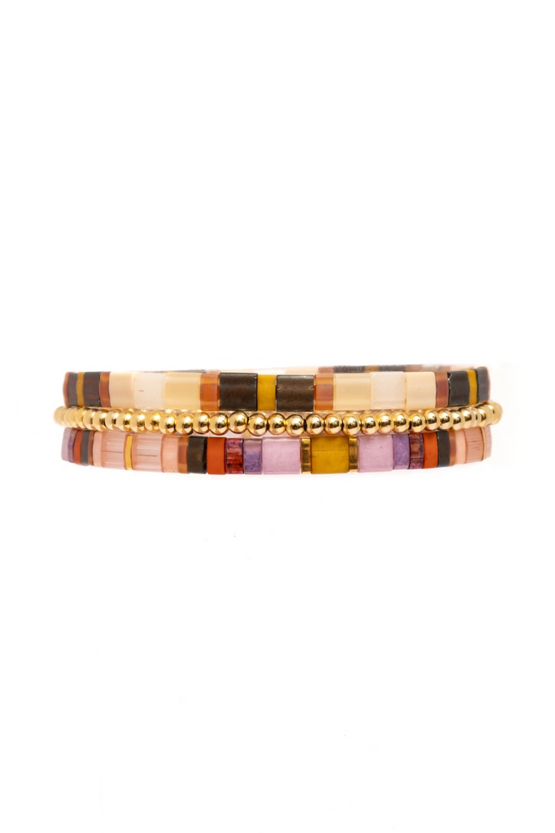 Lilac/Mustard Tile Bracelet Set