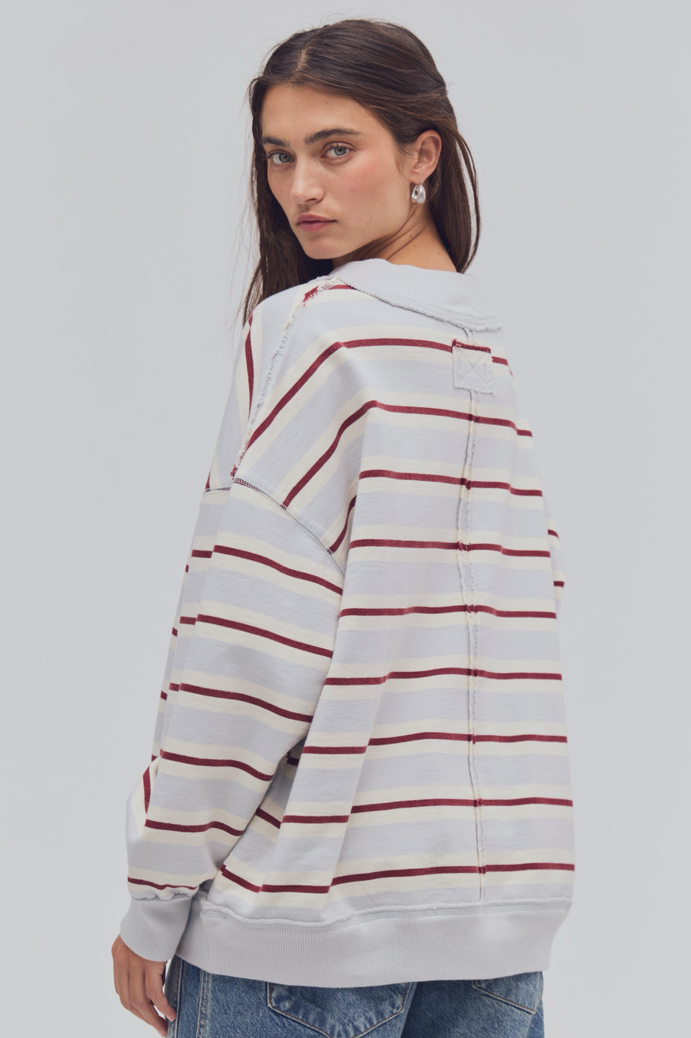 Palm Springs Washed Blue Striped Pullover