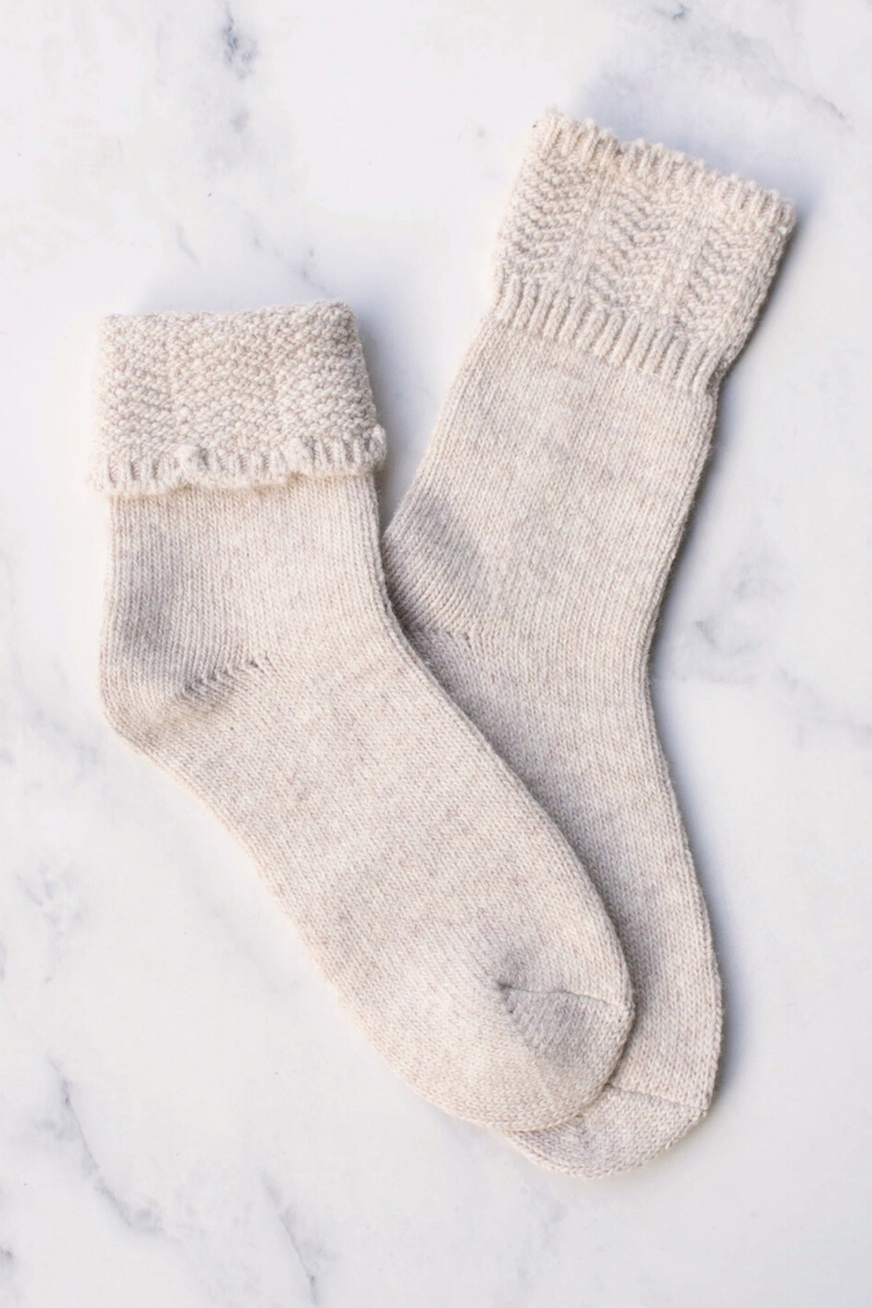 Charlotte Oatmeal Wool/Cashmere Socks