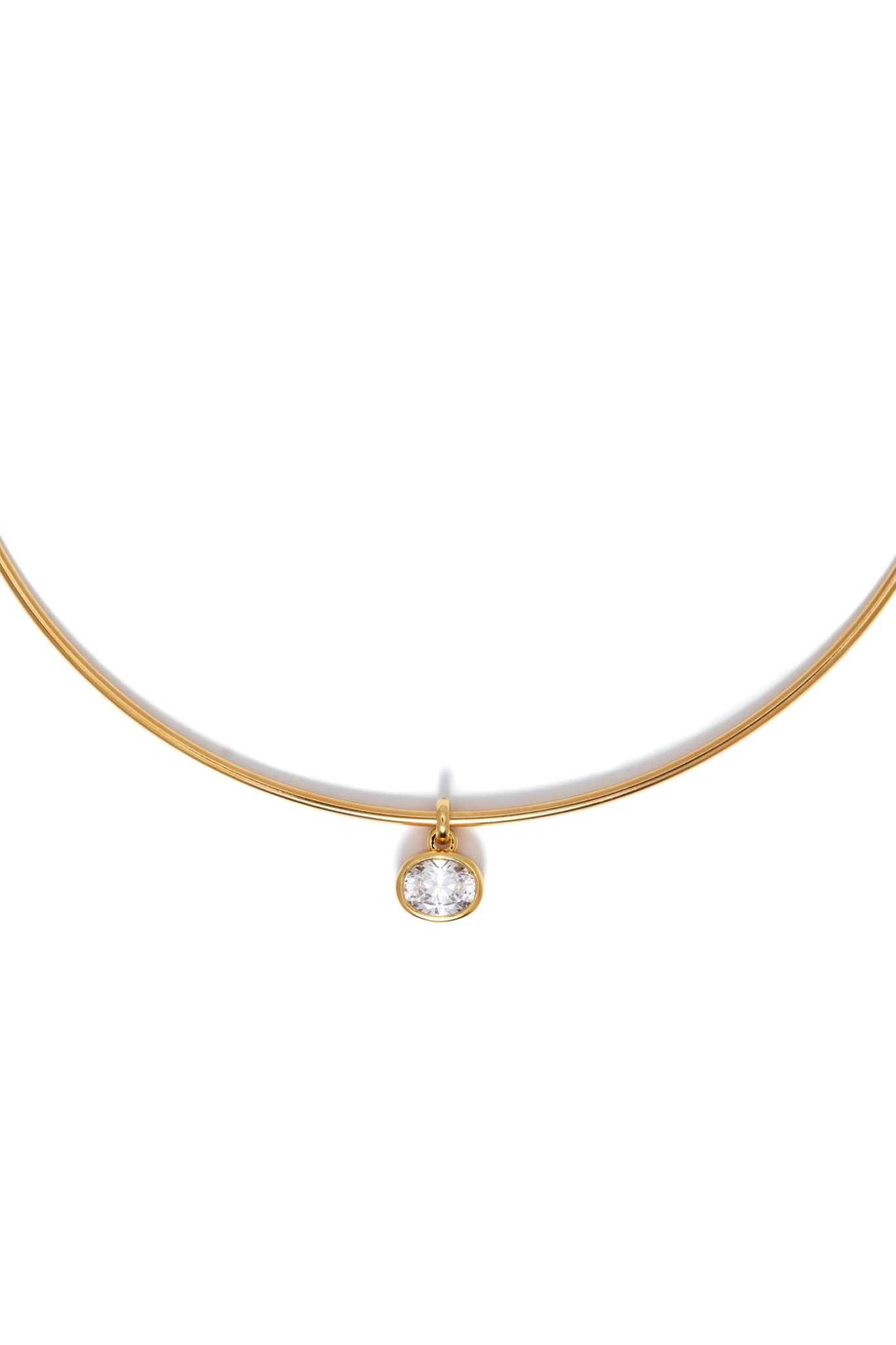 18K Gold Oval Crystal Collar Necklace