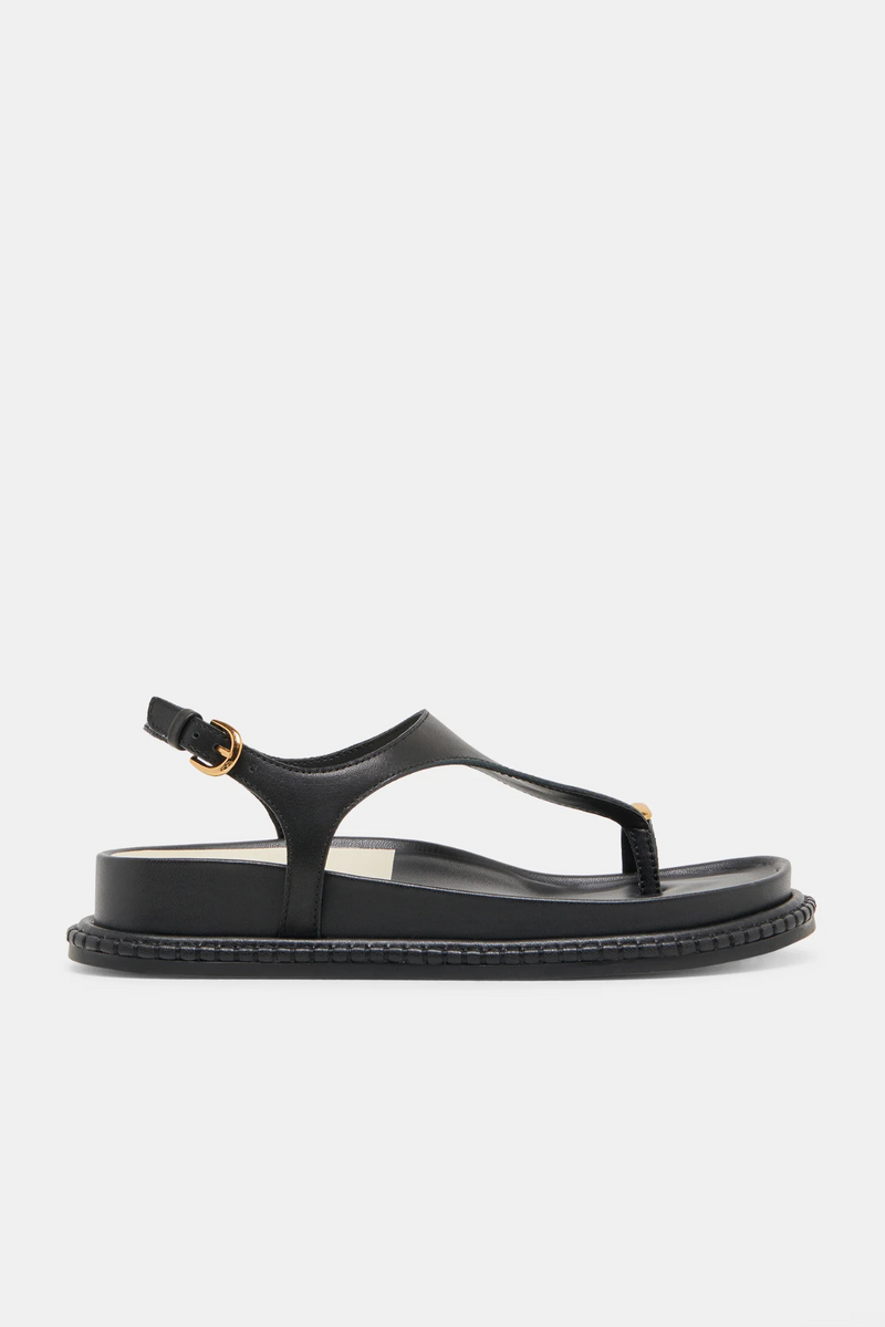 Stefan Black Leather Sandal