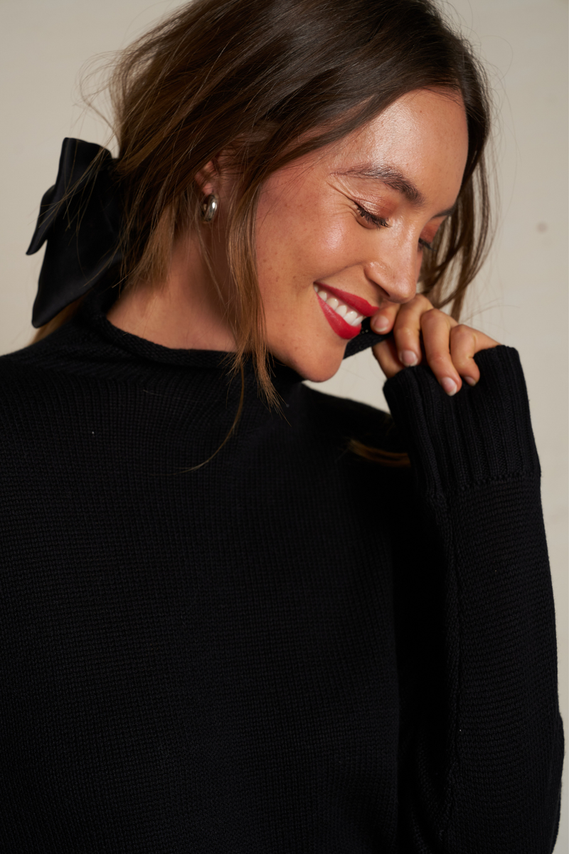 Nova Black Cotton Cashmere Sweater