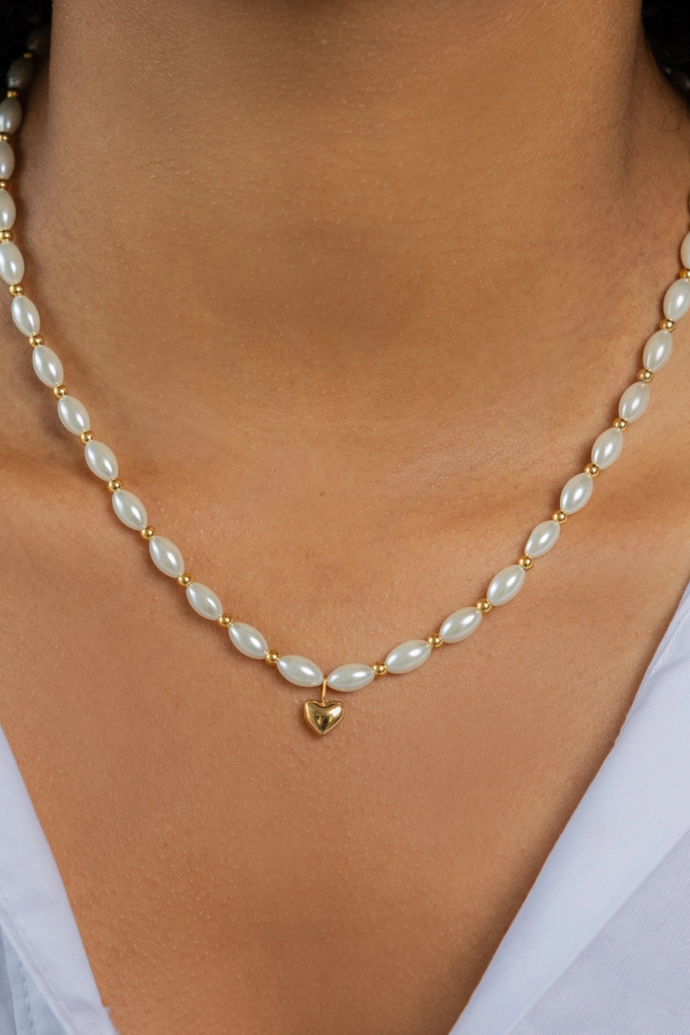 White Shell Heart Necklace