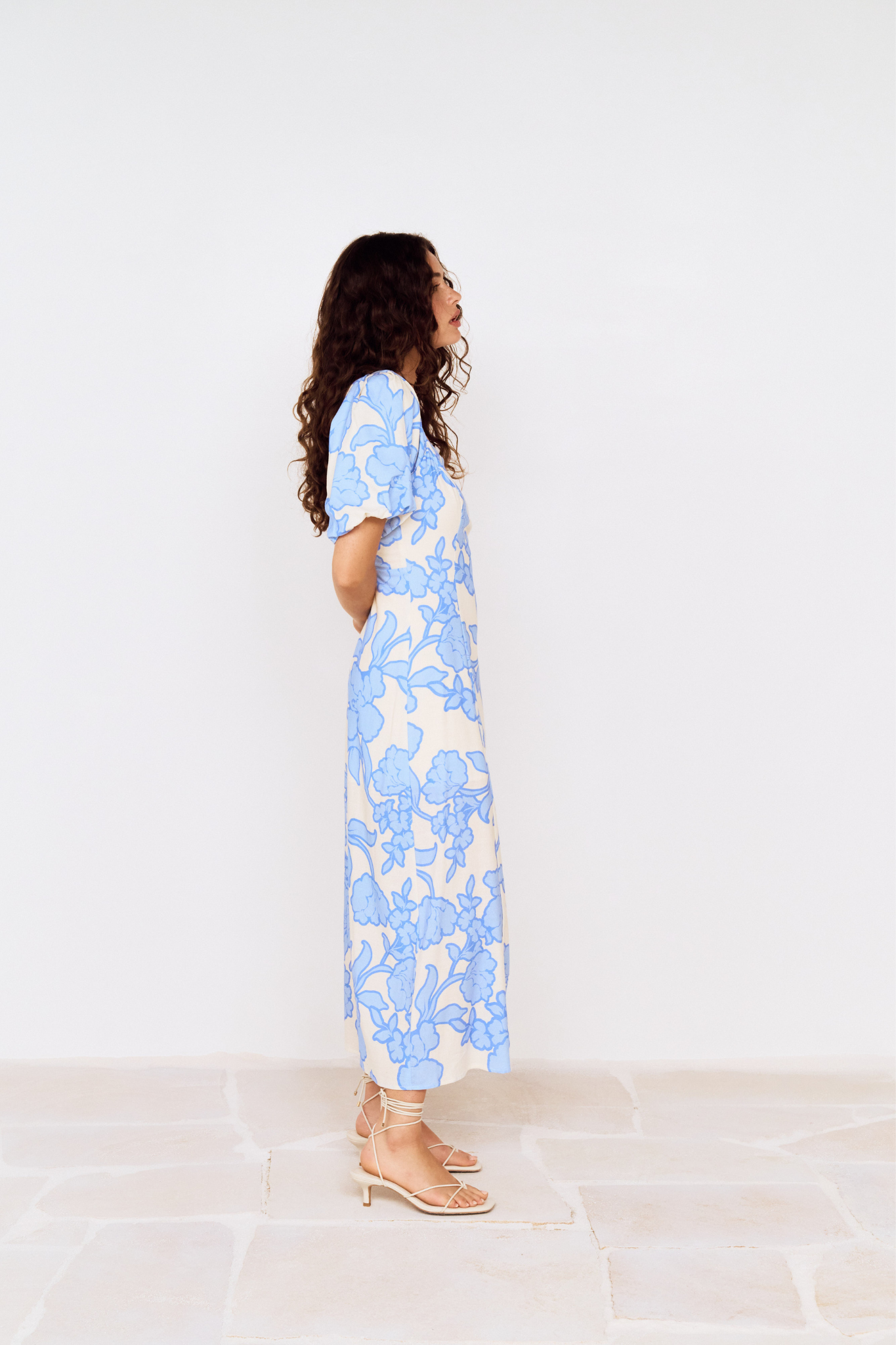 Alessia Blue Floral Midi Dress