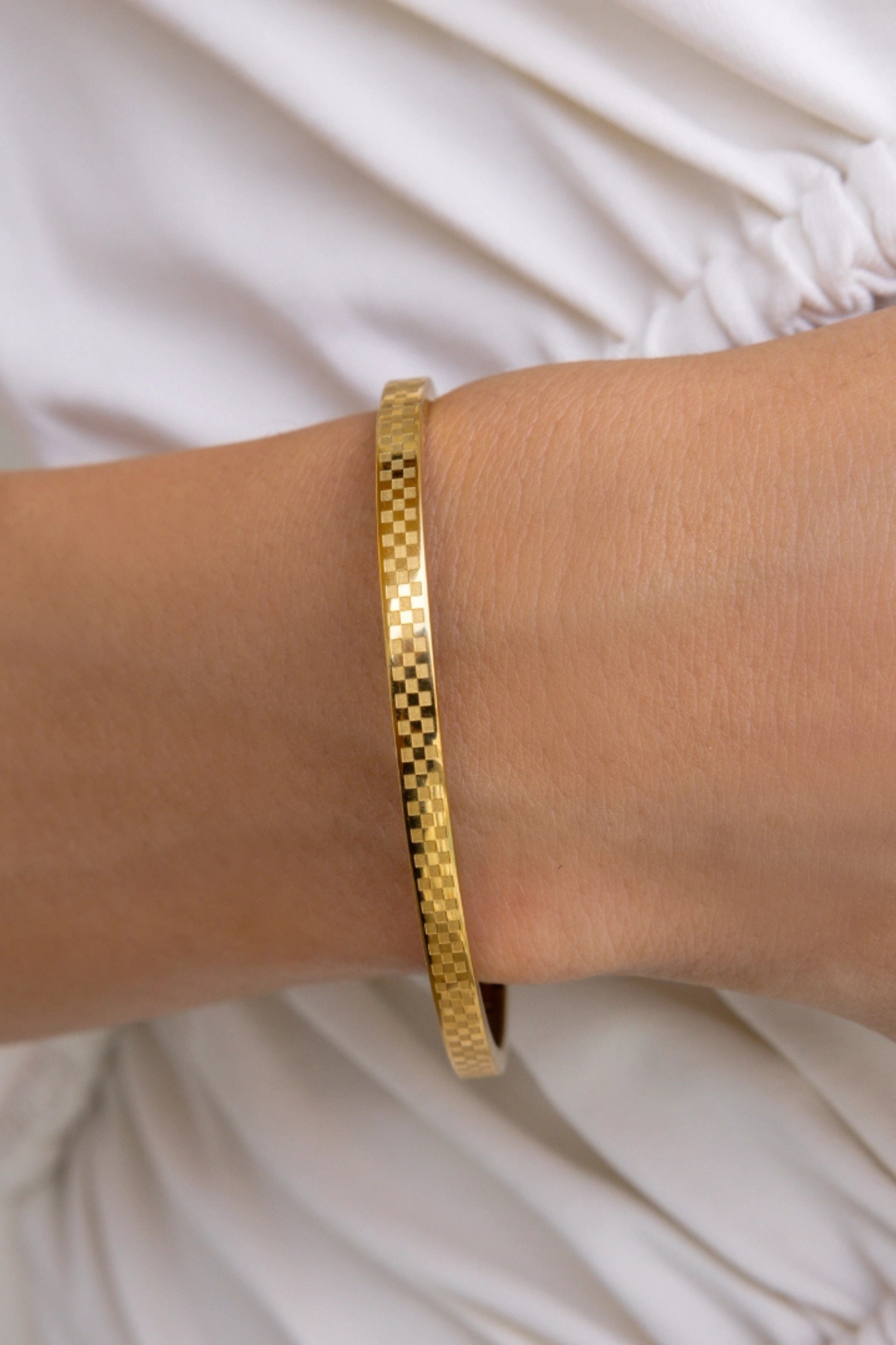 Chess Gold Bangle Bracelet