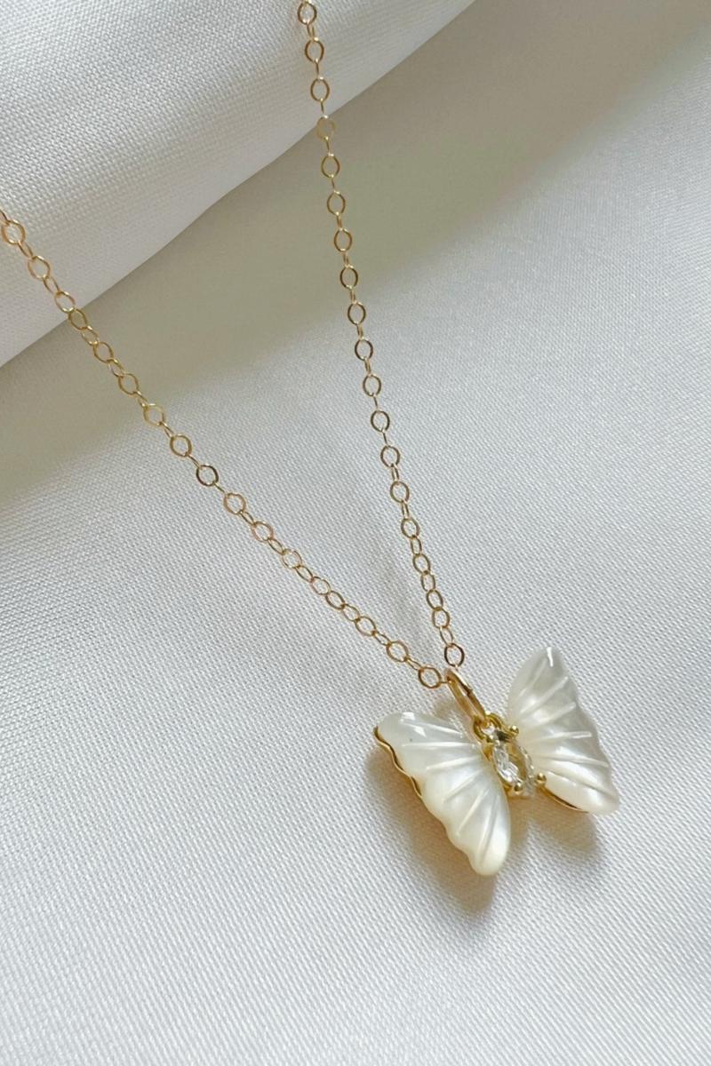 Brynn Butterfly Mother of Pearl Necklace