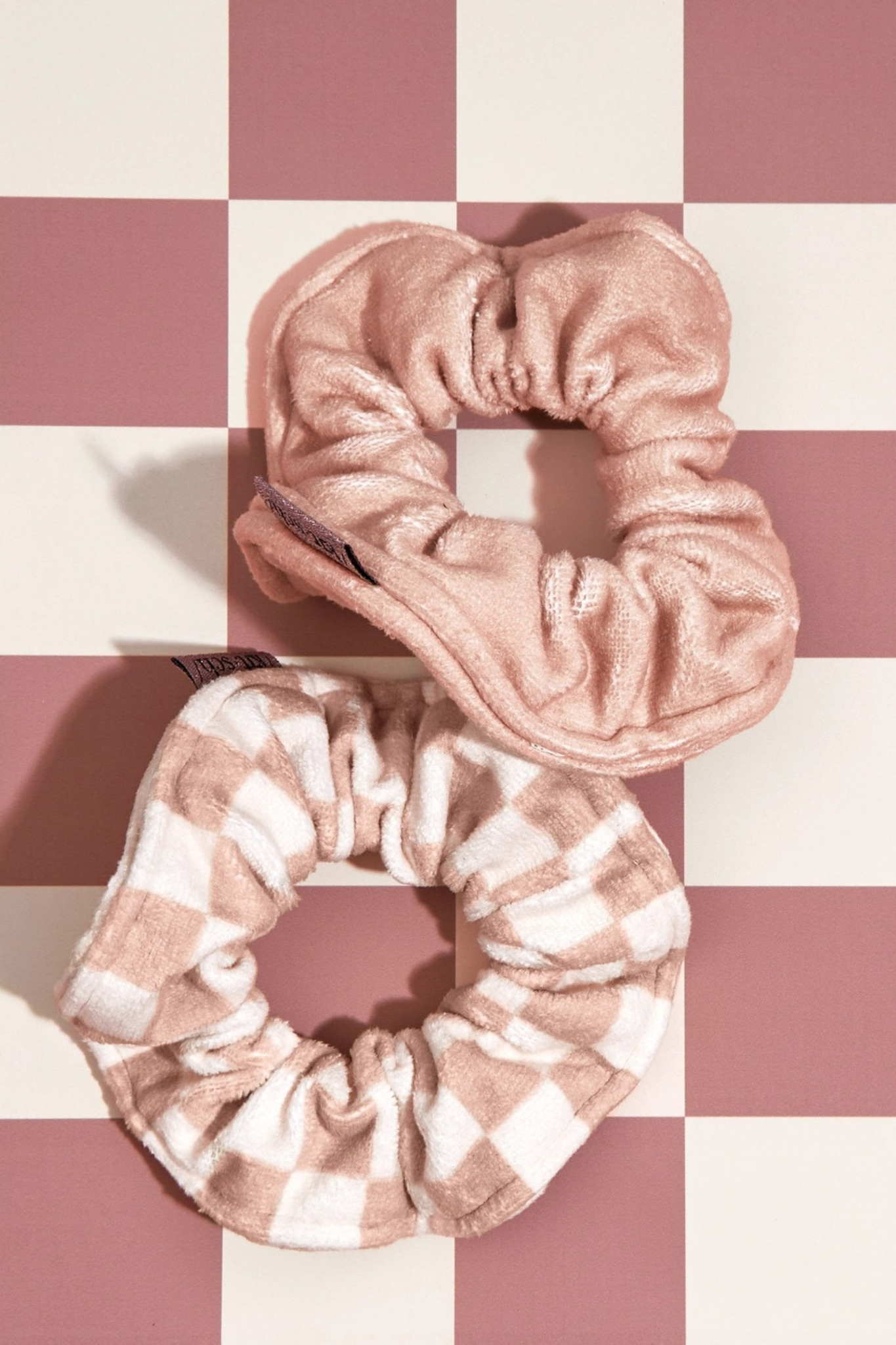 Terracotta Checker Towel Scrunchie (2pc)