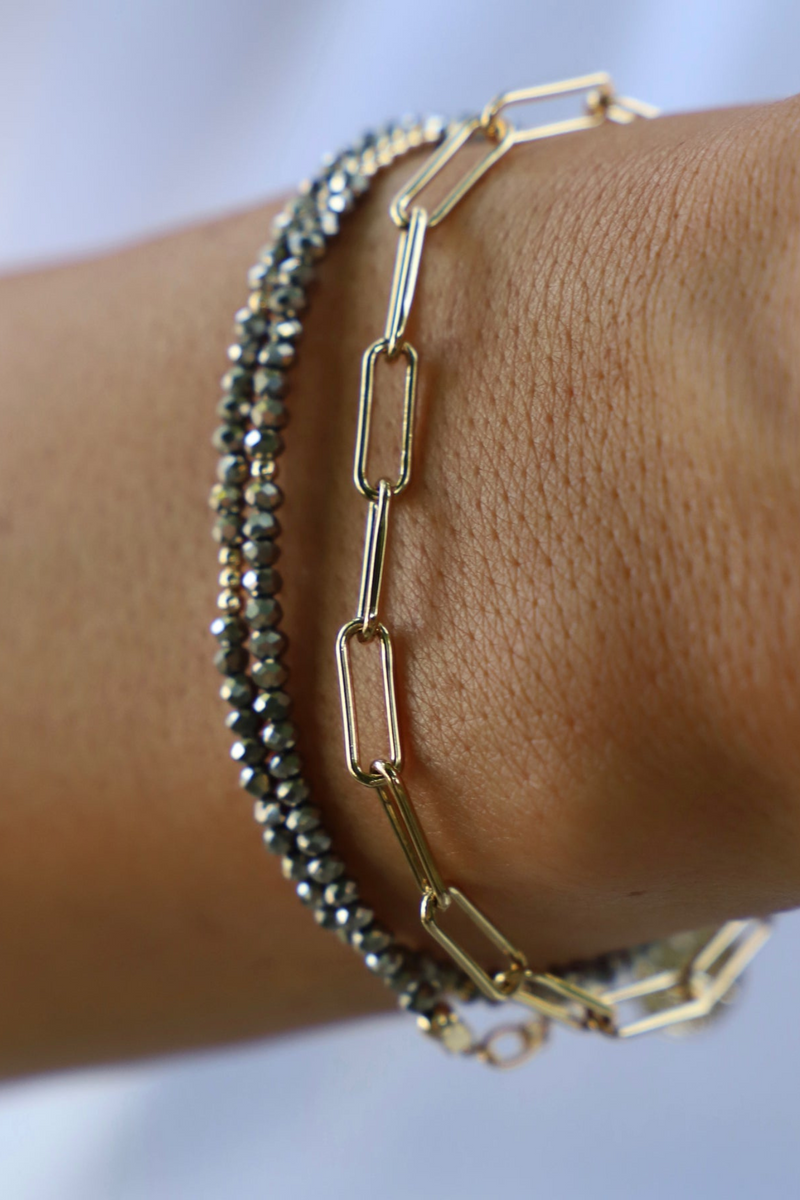 Metallic Petite Crystal Double Wrap Bracelet