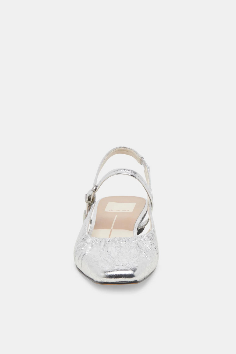 Rianne Silver Distressed Leather Flat