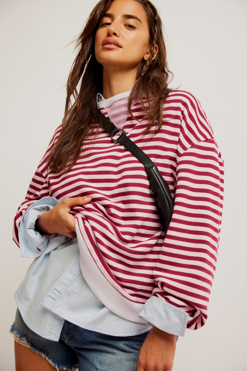 Raspberry Classic Striped Crew