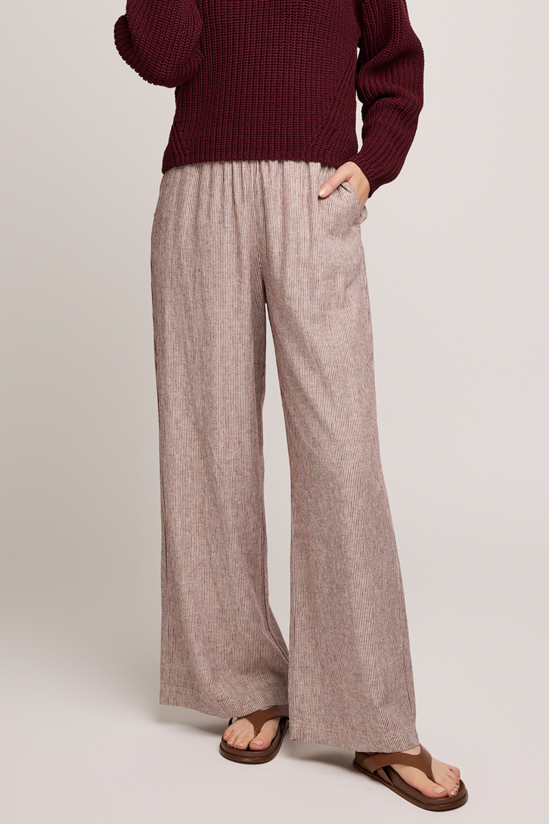 Ellie Merlot Stripe Pant