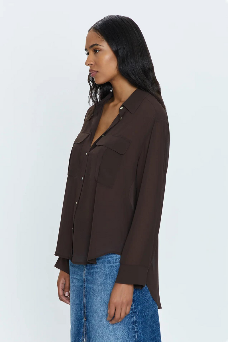 Reese Dark Roast Sheer Blouse