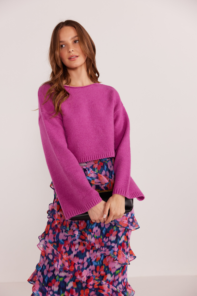 Elissa Magenta Cropped Sweater