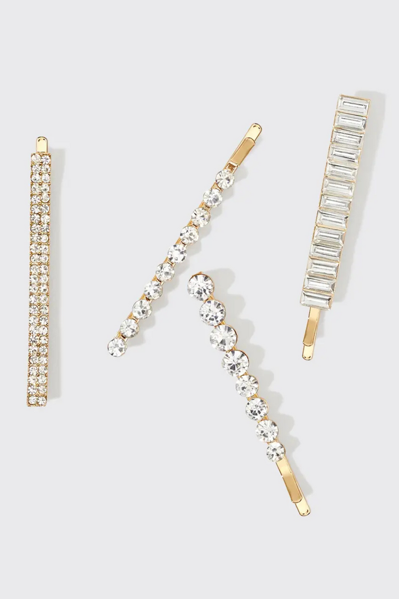 Metal Rhinestone Bobby Pins (4pc)