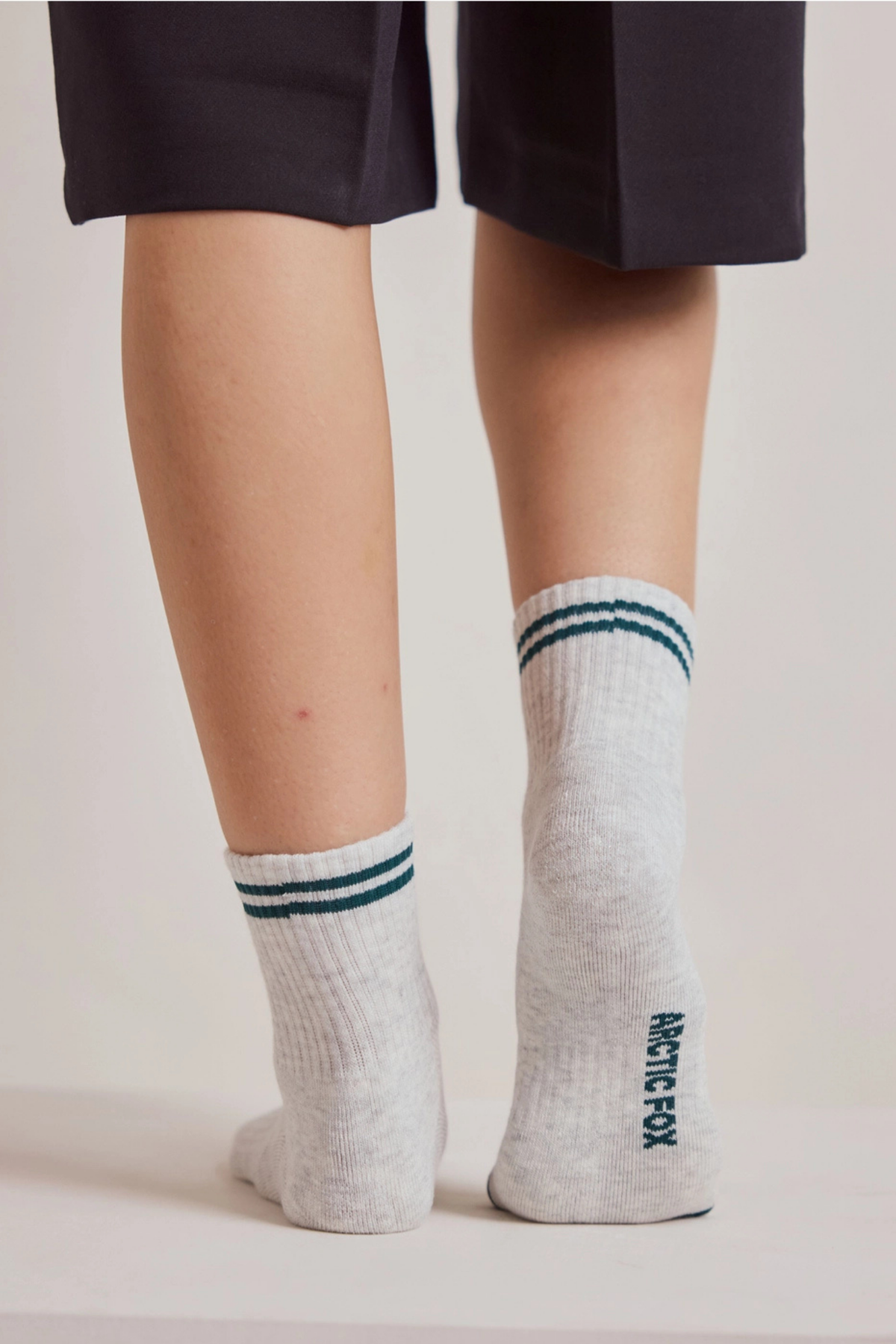 Grey Melange Shortie Striped Socks