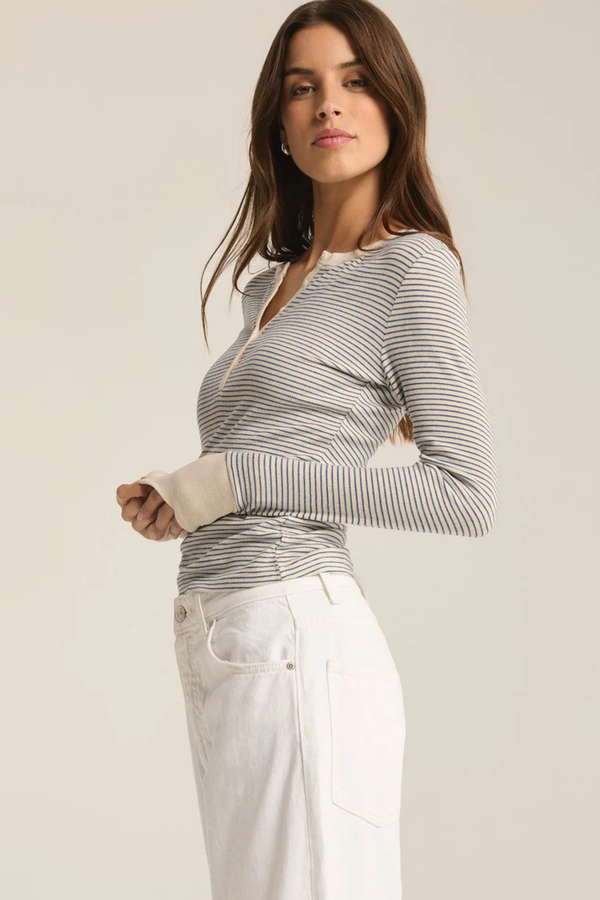 Scarlett Sea Salt Stripe Rib Henley