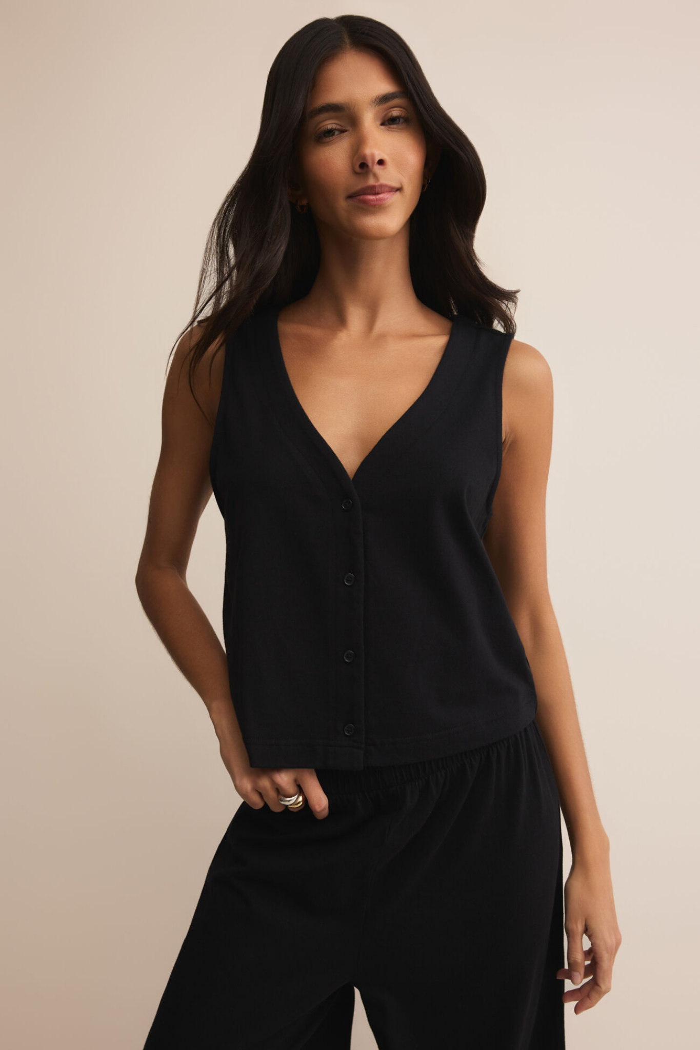 Solace True Black Jersey Tank