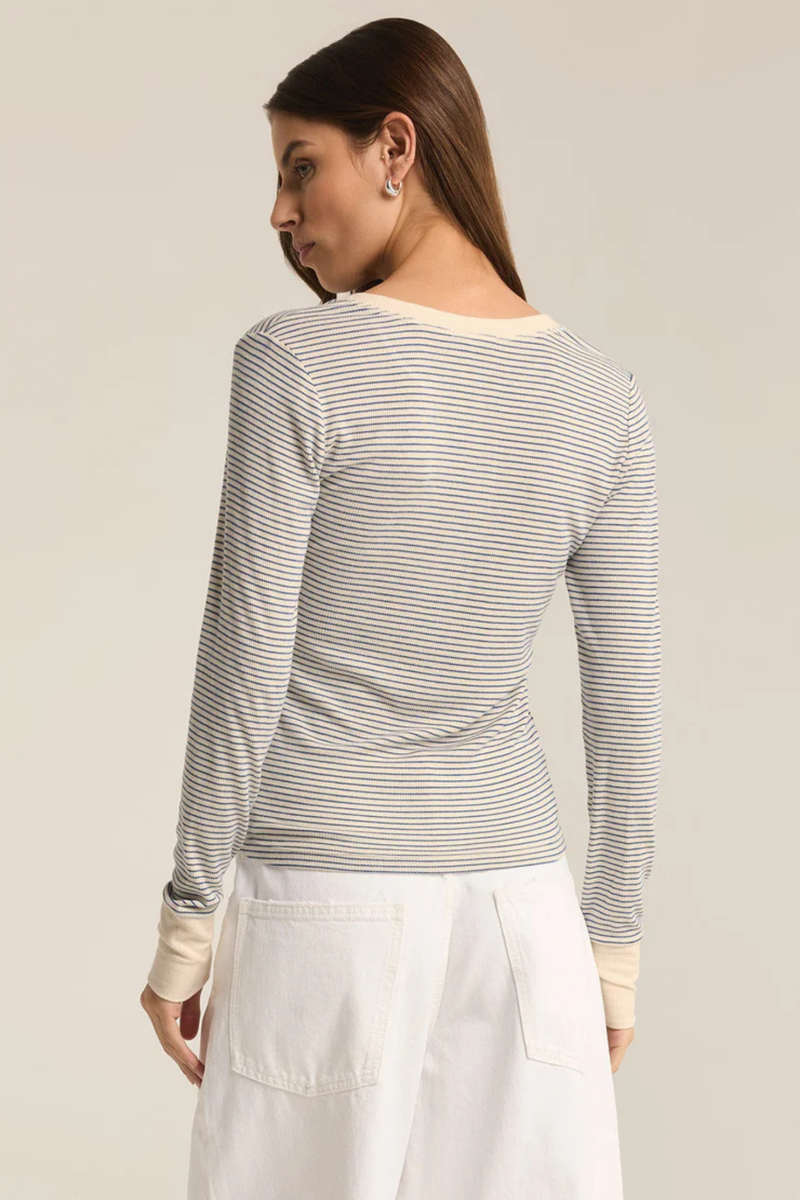 Scarlett Sea Salt Stripe Rib Henley