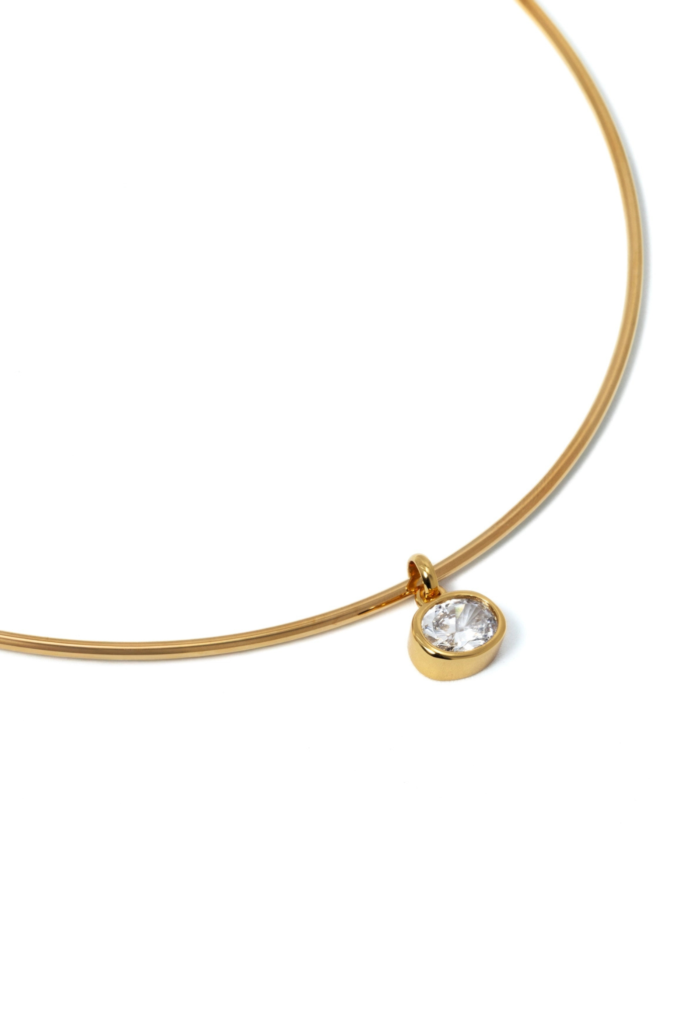 18K Gold Oval Crystal Collar Necklace