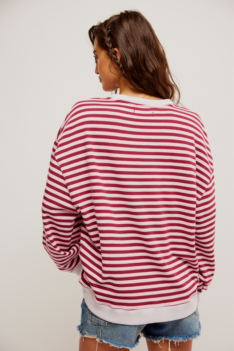 Raspberry Classic Striped Crew