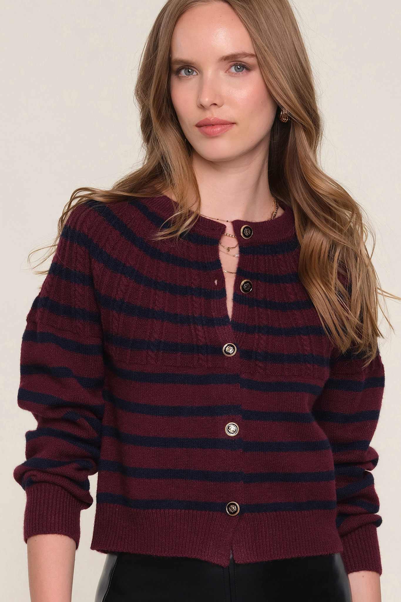 Selene Merlot Stripe Cardi