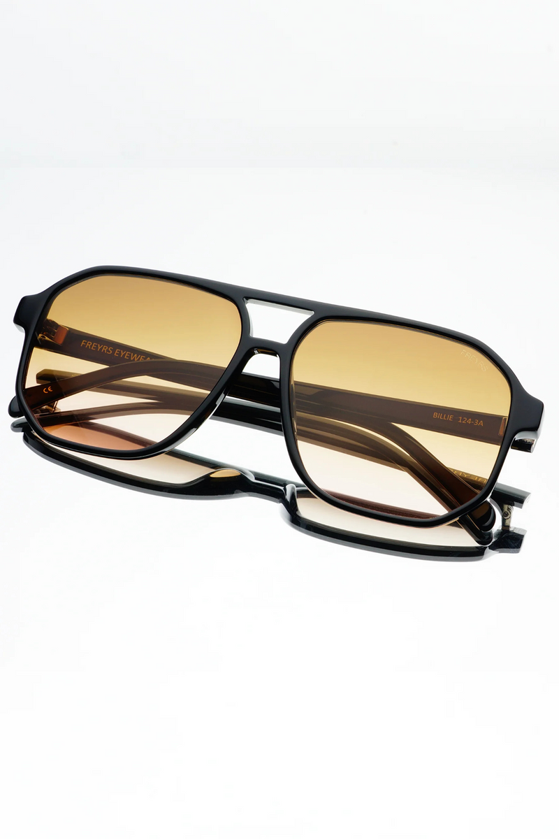 Billie Black/Brown Acetate Aviator Sunglasses