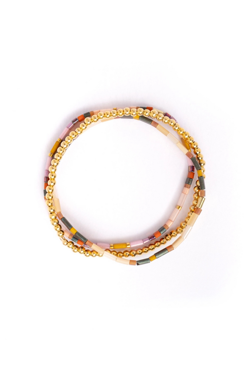 Lilac/Mustard Tile Bracelet Set