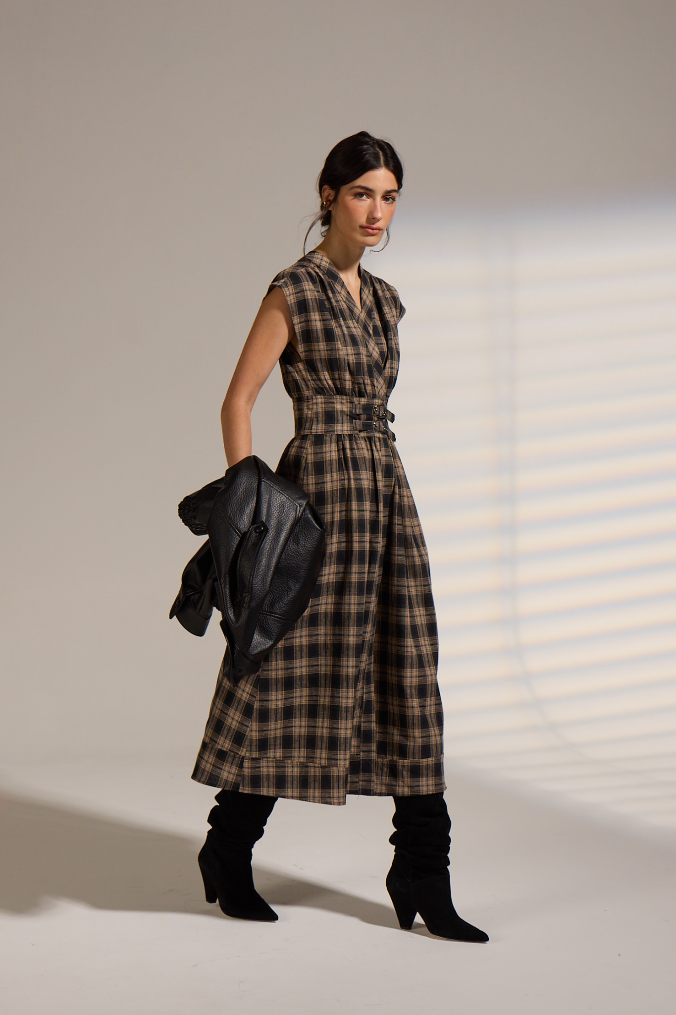 Elton Checked Midi Dress