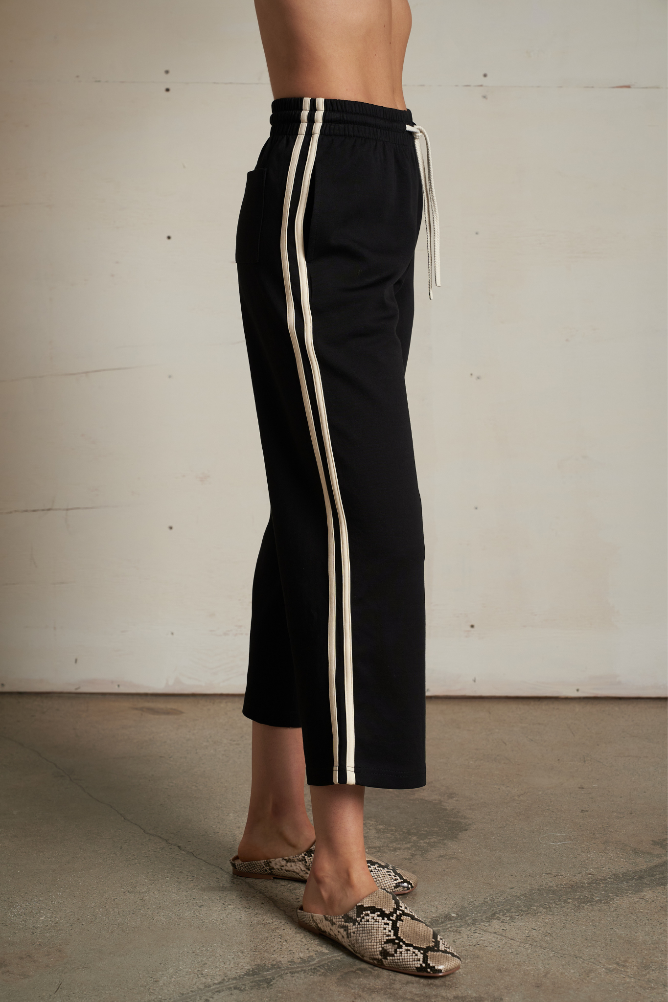 Claud Black Cropped Travel Track Pant